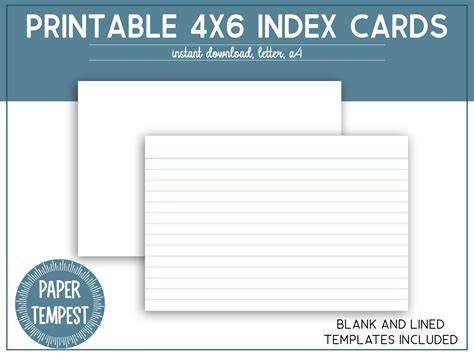 blank 4x6 index cards.